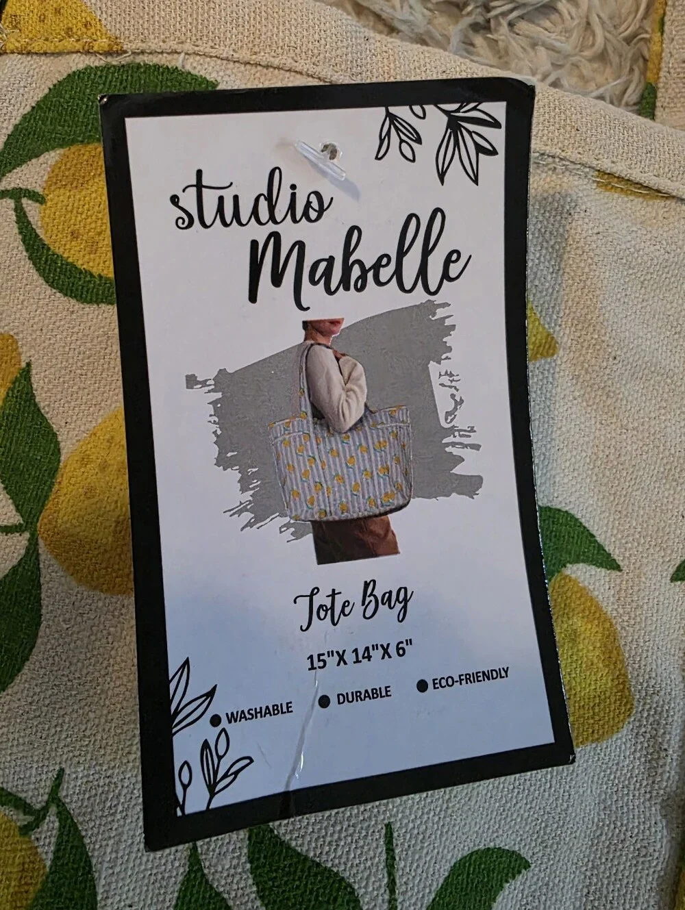 Studio Mabelle LEMONS Reusable Tote Bag 100% Cotton Canvas